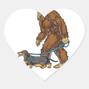 Sticker Cœur Bigfoot Dog Walk Dachshund T Sasquatch Kids Men W
