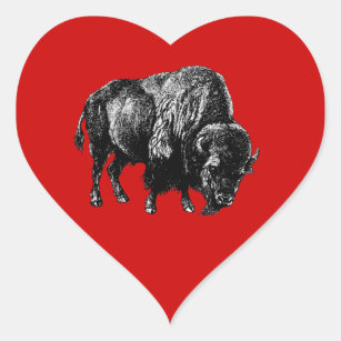 Sticker Cœur Bison américain de Buffalo