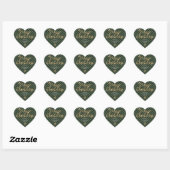 Sticker Cœur Bison vert Plaid Neige brillant Joyeux Noël (Feuille)