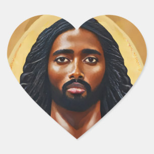 Sticker Cœur Black African Jésus Christ Art religieux