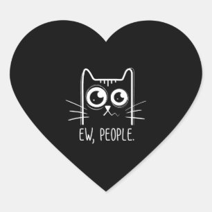 Sticker Cœur Black Cat Ew Personnes Drôle Amoureux des chats