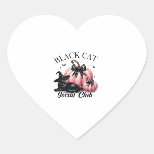 Sticker Cœur Black Cat Social Club Halloween Witch Party Costum