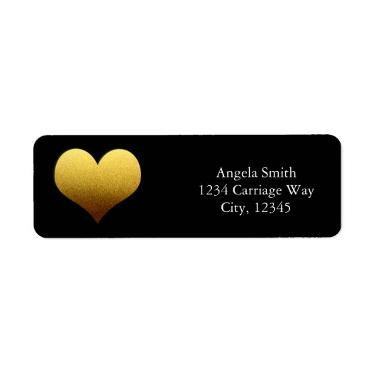 Sticker Coeur Black & Gold Étiquettes de adresse (Devant)