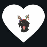 Sticker Cœur Black Lab de Christmas<br><div class="desc">Black Lab de Christmas</div>