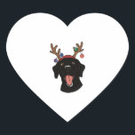 Sticker Cœur Black Lab de Christmas<br><div class="desc">Black Lab de Christmas</div>