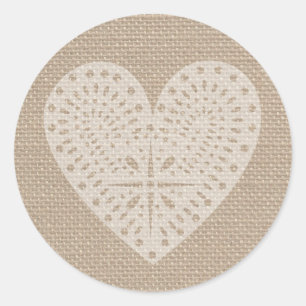 Sticker Coeur Blanc Inspiré Burlap
