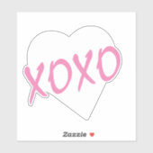 Sticker Coeur blanc rose XOXO Saint Valentin Moderne (Feuille)