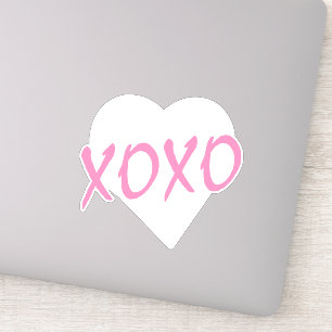 Sticker Coeur blanc rose XOXO Saint Valentin Moderne