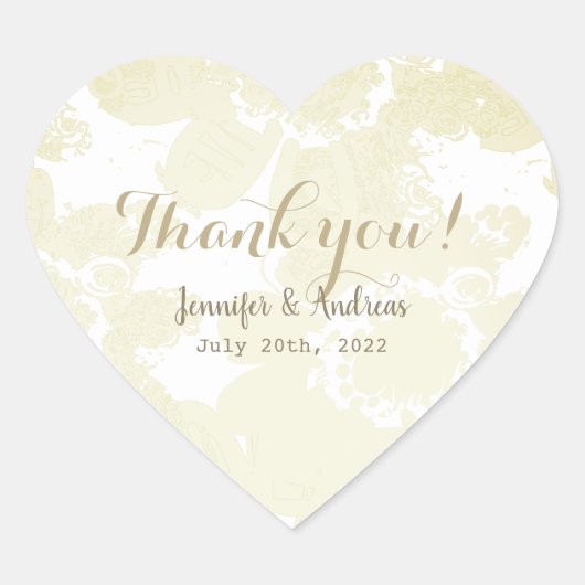 Sticker Cœur Blanc sur Merci Mariage floral blanc (Devant)