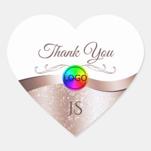 Sticker Cœur Blanc Wavy Rose Gold avec logo Monogram Merci
