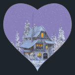Sticker Cœur Blanche-neige de Christmas.<br><div class="desc">noël-hiver-neige-flocon de neige. Sticker cardiaque</div>