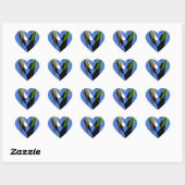 Sticker Cœur Bleu Africain Tribal Motif Motif Art Imprimer (Feuille)