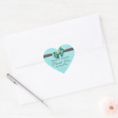 Sticker Cœur Bleu aqua brun gem arc floral (Enveloppe)
