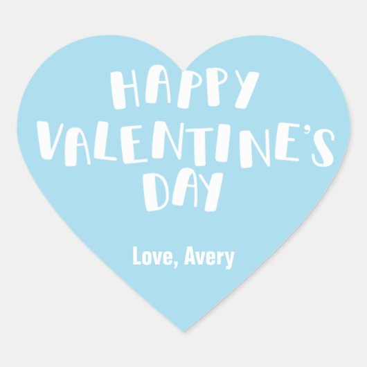 Sticker Cœur Bleu clair Bonne Saint-Valentin (Devant)