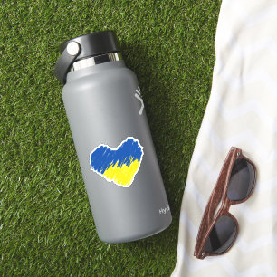 Sticker Coeur bleu et jaune, drapeau ukrainien