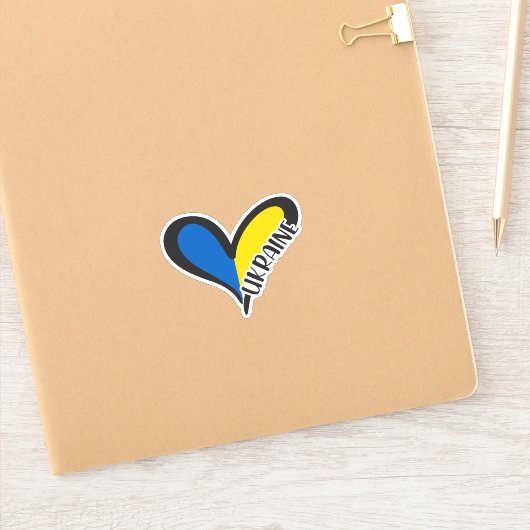 Sticker Coeur bleu et jaune, drapeau ukrainien (Carnet)