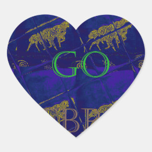 Sticker Cœur Bleu français "Let's Go Zebra" Abstrait