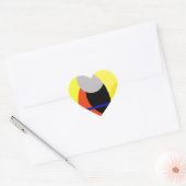 Sticker Cœur Bleu jaune Art Abstrait (Enveloppe)
