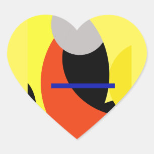 Sticker Cœur Bleu jaune Art Abstrait
