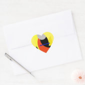 Sticker Cœur Bleu jaune Art Abstrait (Enveloppe)