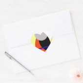 Sticker Cœur Bleu jaune Art Abstrait (Enveloppe)
