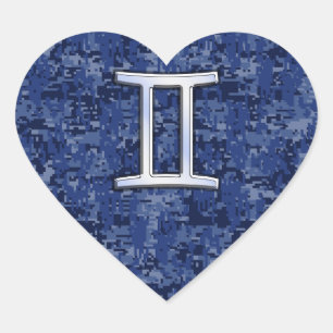 Sticker Cœur Bleu marine moderne de signe de zodiaque de