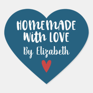 Sticker Cœur Bleu marine personnalisé fait maison avec amour