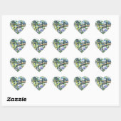 Sticker Cœur Bleuets, fruit romantique Peinture d'aquarelle (Feuille)