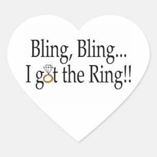 Sticker Cœur Bling Bling J'Ai Obtenu Le Fiançailles Mariage Bli