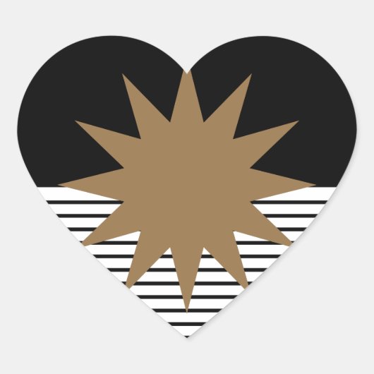 Sticker Cœur Blocage noir blanc et soleil Brown (Devant)