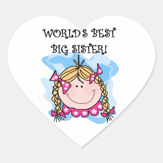 Sticker Cœur Blond World's Best Big Sister Gifts (Devant)