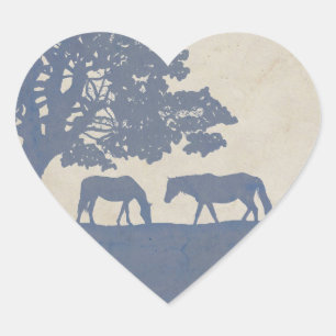 Sticker Cœur Blue and Ivory Vintage Horse Farm Wedding