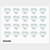 Sticker Cœur Blue Hydrangea Floral Greenery Mariage d'aquarelle (Feuille)