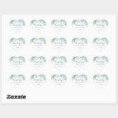 Sticker Cœur Blue Hydrangea Floral Greenery Merci Mariage (Feuille)