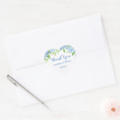 Sticker Cœur Blue Hydrangea Floral Greenery Merci Mariage (Enveloppe)