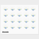 Sticker Cœur Blue Hydrangeas Floral Wedding Thank You (Feuille)