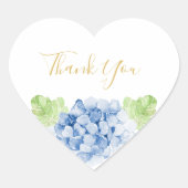 Sticker Cœur Blue Hydrangeas Floral Wedding Thank You (Devant)