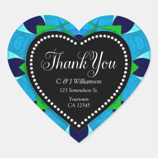 Sticker Cœur Blue Love Merci Heart (Devant)