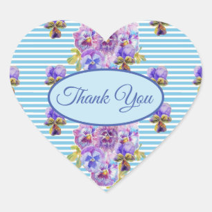 Sticker Cœur Blue Pansy Flower Merci fleuri Coeur Motif