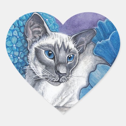 Sticker Cœur Blue Point Siamese Chat (Devant)