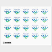Sticker Cœur Blue Tulip Garden Aquarelle Fleurs Mariage (Feuille)