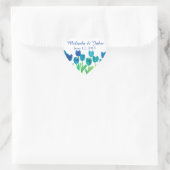 Sticker Cœur Blue Tulip Garden Aquarelle Fleurs Mariage (Sac)