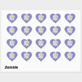 Sticker Cœur Bluebonnet bleu-violet avec Nénuphar blanc (Feuille)