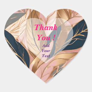 Sticker Cœur Blush Pink Gold Modern Boho Collection Feuilles