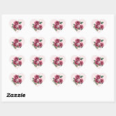 Sticker Cœur Blush Red Roses Floral Love Mariage (Feuille)