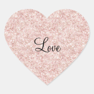 Sticker Cœur Blush Rose Pailleté Amour Glamour