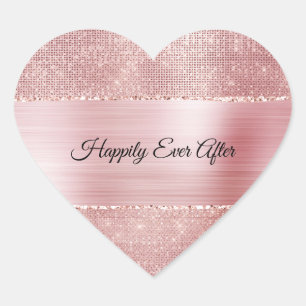 Sticker Cœur Blush rose pailleté Glam