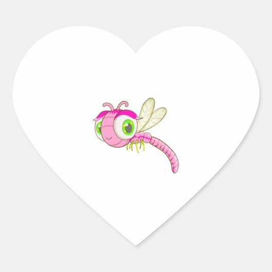 Sticker Cœur Bogue de libellule mignonne (Devant)