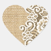 Sticker Cœur Bohème pays occidental rustique burlap et dentelle (Devant)