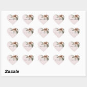Sticker Cœur Boho Blush rose Noël Floral (Feuille)